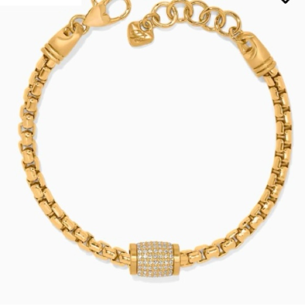 Brighton NWT Gold Meridian Solid bracelet with Pave set Austrian crystals